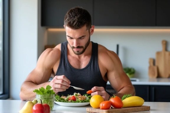 Atleta che si nutre prima dell'allenamento